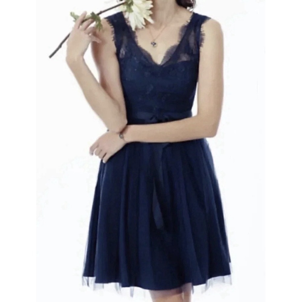 BHLDN‎ Hitherto Anthropologie Women's Blue Lina Lace Dress Formal Size 10 $250